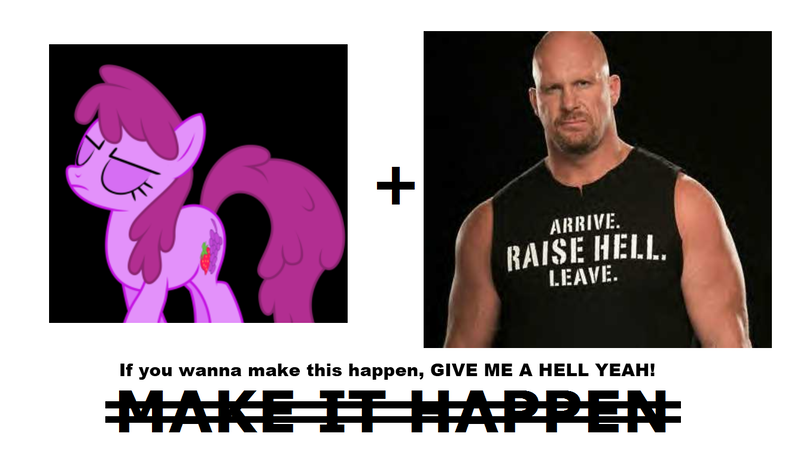 Size: 1337x796 | Tagged: artist:goldenmercurydragon, berry punch, berryshine, catchphrase, 'cold shoulder', derpibooru import, exploitable meme, make it happen, meme, safe, simple background, steve austin, stone cold, vector, white background, wwe