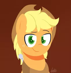 Size: 799x816 | Tagged: safe, artist:nolycs, derpibooru import, applejack, earth pony, pony, applejack (male), brown background, cowboy hat, hat, lineless, looking at you, male, rule 63, simple background, solo, stallion, yoke