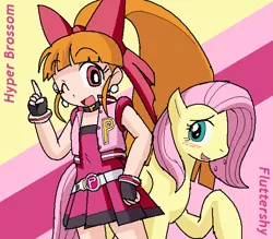 Size: 604x528 | Tagged: artist:tetsutowa, blossom (powerpuff girls), derpibooru import, emiri katou, fluttershy, japan, japanese, meme, pixiv, powerpuff girls z, safe, the powerpuff girls, voice actor joke