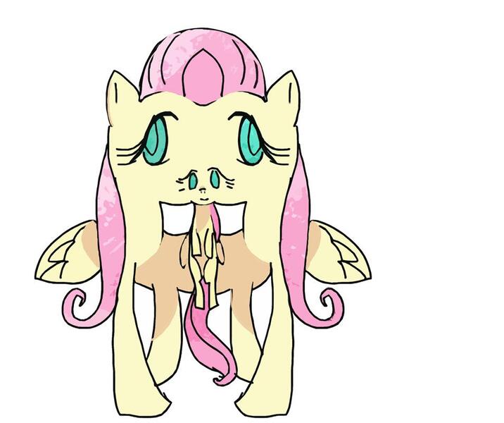 Size: 954x800 | Tagged: abomination, artist:moyamoya kuroi, derpibooru import, fluttershy, mutant, not salmon, safe, surreal, this isn't even my final form, unitinu, wat, what has magic done, what has science done, wtf