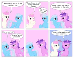 Size: 1024x808 | Tagged: amethyst star, artist:t-brony, comic, comic:friendship is tragic, derpibooru import, linky, moondancer (tragic), safe, scrunchy face, shoeshine, twinkleshine