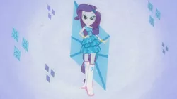 Size: 1920x1080 | Tagged: safe, derpibooru import, screencap, rarity, equestria girls, equestria girls (movie), bedroom eyes, boots, bracelet, element of generosity, harmonic transformation, high heel boots, jewel, jewelry, looking at you, ponied up, pony ears, ponytail, shoes, solo, sparkles