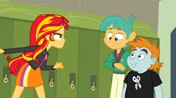 Size: 1023x574 | Tagged: safe, derpibooru import, snails, snips, sunset shimmer, equestria girls, equestria girls (movie)