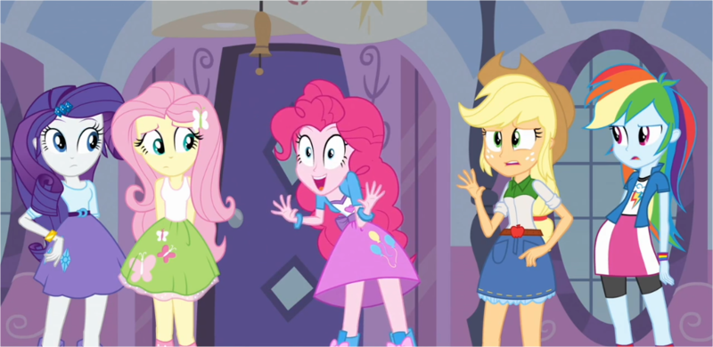 Size: 1024x499 | Tagged: safe, derpibooru import, screencap, applejack, fluttershy, pinkie pie, rainbow dash, rarity, equestria girls, equestria girls (movie), exploitable, humane five, meme, pinkie has a crazy idea, template