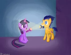 Size: 1300x1000 | Tagged: safe, artist:sweetangeldelight, derpibooru import, flash sentry, shining armor, twilight sparkle, twilight sparkle (alicorn), alicorn, pony, cute, female, flashlight, flashlight (object), flashlight with a flashlight, frown, glare, grin, levitation, literal, magic, male, mare, mouth hold, open mouth, overprotective, overprotective armor, pun, shipping, sitting, smiling, soon, straight, telekinesis, visual pun, watching