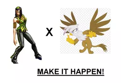 Size: 1025x708 | Tagged: safe, derpibooru import, gilda, gryphon, crack shipping, exploitable meme, hermes costello, jojo's bizarre adventure, make it happen, meme, shipping