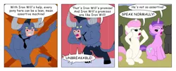 Size: 1024x415 | Tagged: amethyst star, artist:t-brony, comic, comic:friendship is tragic, derpibooru import, iron will, moondancer (tragic), safe, third person, twinkleshine