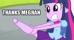 Size: 500x270 | Tagged: safe, derpibooru import, edit, edited screencap, screencap, twilight sparkle, equestria girls, equestria girls (movie), are equestrian girls human?, caption, doll, equestria girls prototype, faic, feet, gritted teeth, image macro, living doll, living toy, meghan mccarthy, shocked, solo, text, toy