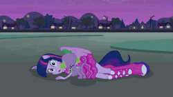 Size: 853x480 | Tagged: safe, derpibooru import, screencap, spike, twilight sparkle, dog, equestria girls, equestria girls (movie), animated, boots, butt touch, cute, fall formal outfits, hand on butt, high heel boots, hug, ponied up, shoes, sparkles, spike the dog, spikelove, twilight ball dress, wings