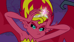 Size: 576x324 | Tagged: safe, derpibooru import, sunset shimmer, equestria girls, equestria girls (movie), animated, big crown thingy, element of magic, jewelry, regalia, solo, sunset satan