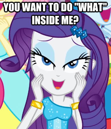 Size: 388x449 | Tagged: suggestive, derpibooru import, edit, edited screencap, screencap, fluttershy, rainbow dash, rarity, equestria girls, equestria girls (movie), bedroom eyes, caption, cropped, exploitable meme, image macro, implied sex, iwtcird, meme, solo focus, text