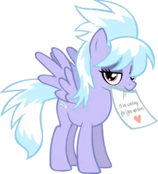 Size: 900x990 | Tagged: bedroom eyes, cloudchaser, cloudchaser's note meme, derpibooru import, exploitable meme, meme, mouth hold, note, simple background, solo, suggestive, transparent background, vector