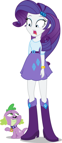 Size: 7000x16000 | Tagged: safe, artist:fangz17, derpibooru import, rarity, spike, dog, equestria girls, equestria girls (movie), absurd resolution, boots, bracelet, clothes, high heel boots, jewelry, shoes, simple background, skirt, spike the dog, transparent background, vector