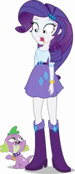 Size: 7000x16000 | Tagged: safe, artist:fangz17, derpibooru import, rarity, spike, dog, equestria girls, equestria girls (movie), absurd resolution, boots, bracelet, clothes, high heel boots, jewelry, shoes, simple background, skirt, spike the dog, transparent background, vector