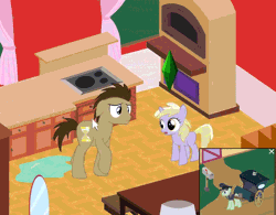 Size: 616x480 | Tagged: safe, artist:yudhaikeledai, derpibooru import, derpy hooves, dinky hooves, doctor whooves, time turner, ponified, pegasus, pony, animated, butt, comforting, equestria's best daughter, female, happy, implied wetting, mare, plot, plumbob, the ponies, the sims, urine, wide eyes