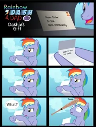 Size: 2000x2629 | Tagged: abuse, artist:mlp-silver-quill, baseball bat, blazebuse, dashie's gift, derpibooru import, exploitable meme, letter, meme, rainbow blaze, reference, safe, team fabulous 2