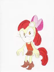 Size: 2464x3300 | Tagged: anthro, apple bloom, artist:bluespeedsfan92, derpibooru import, plantigrade anthro, safe, solo, sonicified, sonic the hedgehog (series), style emulation, traditional art