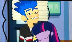 Size: 595x345 | Tagged: suggestive, derpibooru import, edit, edited screencap, screencap, flash sentry, twilight sparkle, equestria girls, equestria girls (movie), bradface, cropped, exploitable meme, female, flashlight, implied blowjob, implied oral, implied sex, male, meme, shipping, straight, waifu thief