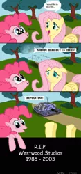 Size: 480x1024 | Tagged: artist:sofdmc, comic, command and conquer, derpibooru import, fainting goat, fluttershy, fourth wall, mirage tank, pinkie pie, red alert 2, safe, startled, tank (vehicle), tree, westwood studios