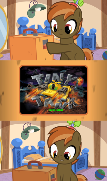 Size: 640x1080 | Tagged: artist:jan, button, button mash, button's odd game, derpibooru import, meme, playstation 1, ps1, safe, tiny tank