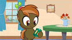 Size: 320x180 | Tagged: safe, artist:jan, derpibooru import, edit, button mash, earth pony, pony, button's adventures, animated, button's juice box, colt, crying, faggot, foal, hat, hooves, juice, juice box, male, open mouth, ponyville, propeller hat, smiling, solo, teeth, ur a faget, vulgar