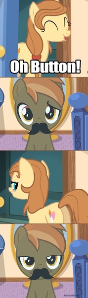 Size: 500x1685 | Tagged: suggestive, derpibooru import, edit, edited screencap, screencap, button mash, oc, oc:cream heart, earth pony, pony, button's adventures, blushing, butt, button, button 'stache, buttoncest, canon x oc, caption, colt, comic, facial hair, female, image macro, implied foalcon, implied incest, incest, male, mare, meme, mother and son, moustache, plot, shipping, straight, text
