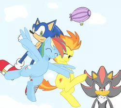 Size: 2800x2500 | Tagged: artist:kaiamurosesei, blimp, crossover, derpibooru import, rainbow dash, safe, shadow the hedgehog, sonic the hedgehog, sonic the hedgehog (series), spitfire