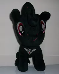 Size: 1890x2364 | Tagged: alicorn amulet, artist:voltaire, blackie pie, bronycon, custom, derpibooru import, irl, it's not evil, photo, plushie, pod, pony of doom, safe, swag, toy, voltaire