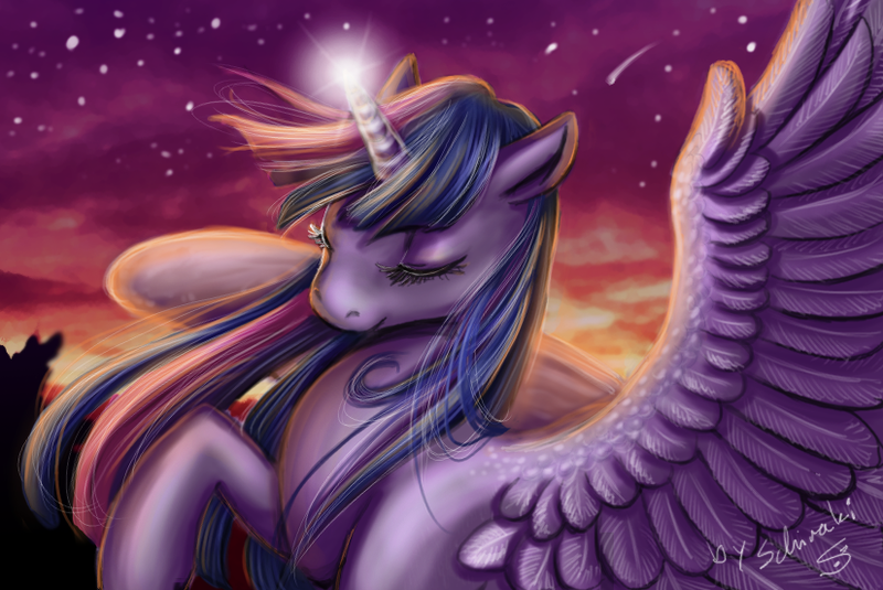 Size: 826x552 | Tagged: safe, artist:schiraki, derpibooru import, twilight sparkle, twilight sparkle (alicorn), alicorn, pony, female, mare, solo