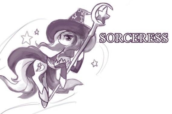 Size: 569x380 | Tagged: safe, artist:johnjoseco, derpibooru import, trixie, pony, unicorn, ask gaming princess luna, clothes, cosplay, costume, dragon's crown, female, mare, solo, sorceress, staff