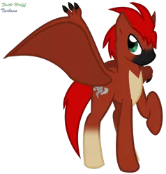 Size: 732x768 | Tagged: safe, artist:faith-wolff, derpibooru import, ponified, kaiju, kaiju pony, pegasus, pony, fanfic:the bridge, fanfic art, godzilla (series), male, raised hoof, rodan, socks (coat marking), solo, stallion