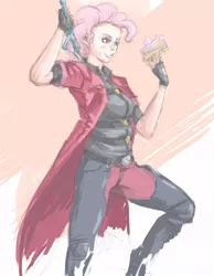 Size: 756x972 | Tagged: artist needed, cake, clothes, cosplay, costume, dante (devil may cry), derpibooru import, devil may cry, devil may cry 4, drawfriend, drawthread, food, human, humanized, /mlp/, pinkie pie, request, safe, sword, weapon