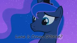 Size: 1062x593 | Tagged: bust, conan o'brien, derpibooru import, edit, edited screencap, hub logo, insane pony thread, luna eclipsed, princess luna, safe, screencap, solo, tumblr, wat