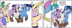 Size: 1000x390 | Tagged: artist:muffinshire, comic, comic:twilight's first day, derpibooru import, dirty, female, filly, mud, night light, oc, princess celestia, safe, smarty pants, twilight sparkle, twilight velvet, wip