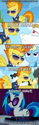 Size: 441x1389 | Tagged: bulk biceps, comic, derpibooru import, hilarious in hindsight, mercury, milky way, rainbow dash, safe, spitfire, starry eyes (character), sunglasses, sunshower raindrops, thunderlane, transformers, vinyl scratch, wonderbolts academy