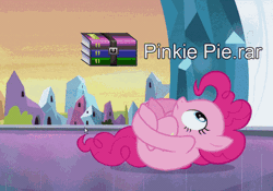 Size: 500x350 | Tagged: safe, derpibooru import, edit, edited screencap, screencap, pinkie pie, twilight sparkle, twilight sparkle (alicorn), alicorn, equestria girls, equestria girls (movie), animated, curled up, frown, funny, funny as hell, i can't believe it's not superedit, pun, rar, wat, wide eyes, winrar