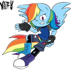 Size: 3000x3000 | Tagged: anthro, artist:usagifriday, clothes, derpibooru import, high res, rainbow dash, safe, solo, sonicified, sonic the hedgehog (series), style emulation