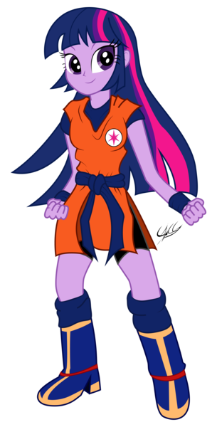 Size: 3307x6496 | Tagged: safe, artist:ponychaos13, derpibooru import, twilight sparkle, equestria girls, carla castañeda, dragon ball, dragon ball z, goku, simple background, solo, son twilight, transparent background, vector, voice actor joke