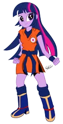 Size: 3307x6496 | Tagged: safe, artist:ponychaos13, derpibooru import, twilight sparkle, equestria girls, carla castañeda, dragon ball, dragon ball z, goku, simple background, solo, son twilight, transparent background, vector, voice actor joke