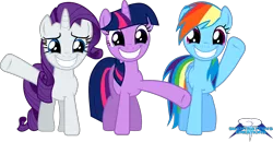 Size: 3107x1616 | Tagged: artist:silentmatten, derpibooru import, dragon quest, dragon quest (episode), rainbow dash, rarity, safe, simple background, smiling, transparent background, twilight sparkle, vector