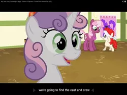 Size: 1280x960 | Tagged: caption, cheerilee, derpibooru import, edit, edited screencap, hearts and hooves day, hearts and hooves day (episode), meme, pin the heart on the pony, safe, screencap, sweetie belle, twist, youtube caption