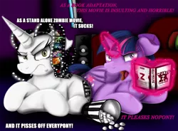 Size: 1250x920 | Tagged: safe, artist:jamescorck, derpibooru import, twilight sparkle, twilight sparkle (alicorn), oc, oc:movie slate, alicorn, pony, female, food, mare, marshmallow, tumblr, world war z