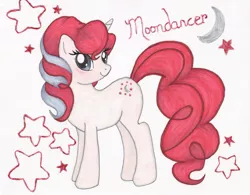 Size: 1024x799 | Tagged: artist:lovellschibichara, derpibooru import, g1, g1 to g4, generation leap, moondancer (g1), safe, solo, text, traditional art