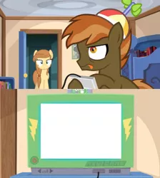 Size: 768x856 | Tagged: button mash, button mash plays, button's adventures, derpibooru import, exploitable, exploitable meme, forced meme, meme, obligatory pony, oc, oc:cream heart, safe, template, tv meme