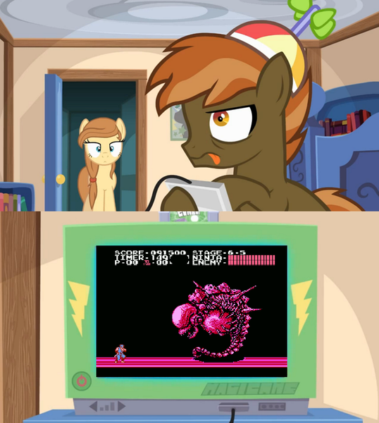 Size: 768x856 | Tagged: button mash, button mash plays, button's adventures, derpibooru import, exploitable meme, forced meme, meme, ninja gaiden, obligatory pony, oc, oc:cream heart, safe, tv meme