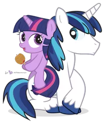 Size: 833x990 | Tagged: safe, artist:dm29, derpibooru import, shining armor, twilight sparkle, pony, caramel apple (food), duo, female, filly, ponies riding ponies, riding, simple background, transparent background