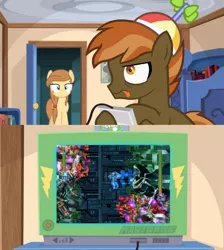 Size: 768x856 | Tagged: button mash, button mash plays, button's adventures, derpibooru import, exploitable meme, megaman, megaman x, meme, obligatory pony, oc, oc:cream heart, safe, tv meme