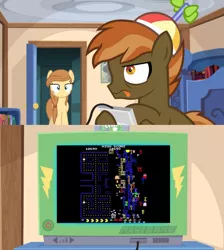 Size: 768x856 | Tagged: button mash, button mash plays, button's adventures, derpibooru import, exploitable meme, forced meme, kill screen, meme, obligatory pony, oc, oc:cream heart, pac-man, safe, tv meme