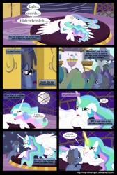 Size: 2000x2978 | Tagged: artist:mlp-silver-quill, bittersweet, comforting, comic, comic:a princess' tears, crying, cute, cutelestia, depressedia, derpibooru import, heartwarming, nose wrinkle, oc, oc:clutterstep, princess celestia, safe, smiling, tissue, woobie