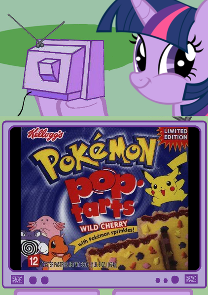 Size: 562x800 | Tagged: '90s, derpibooru import, exploitable meme, faic, food, meme, obligatory pony, pokémon, poptart, safe, smirk, tv meme, twiface, twilight sparkle